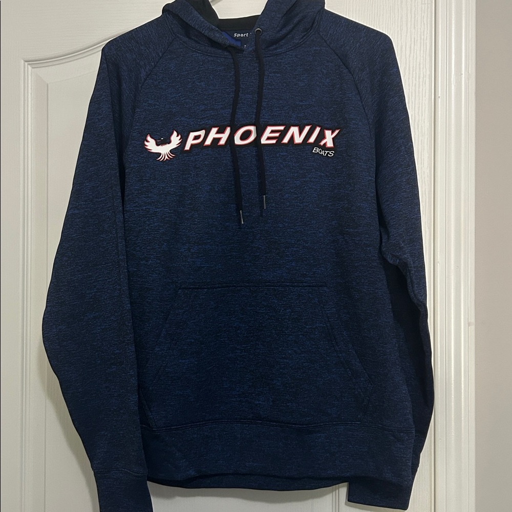 Phoenix Boats Adult Small Hoodie. Blue and Black
